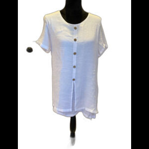 Creation Blouse Size Large‎ Top Gauzy Button Down White Womens Cool for Summer